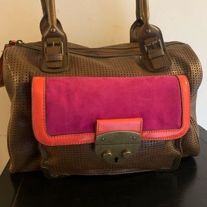 Color block satchel.